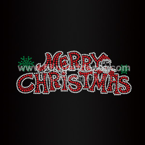 Merry Christmas Rhinestone Iron On Transfer